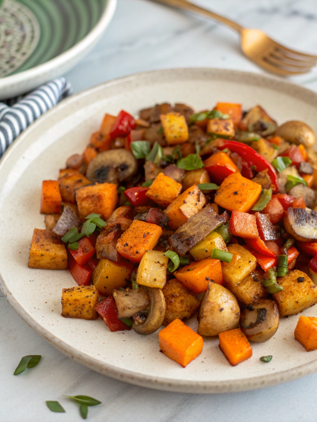 Vegan Breakfast Hash, vegan hash, vegetable hash breakfast skillet, vegetarian breakfast without eggs,
hot vegan breakfast recipes, vegan breakfast with potatoes