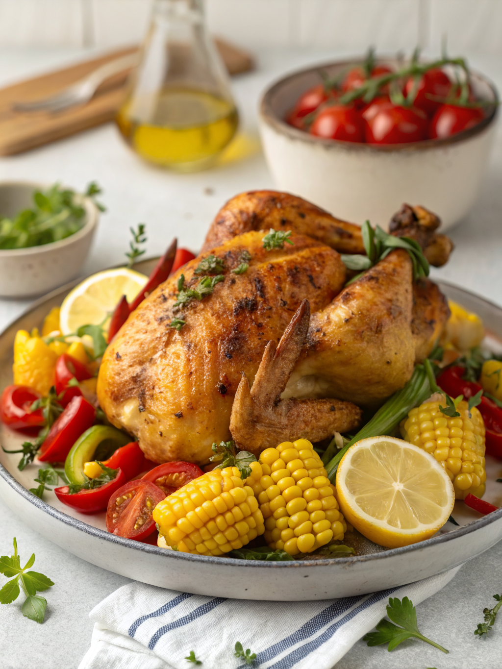 summer roast chicken recipes, summer roast chicken, lemon herb roast chicken, summer roasted chicken dinner, easy roast chicken recipes, healthy roast chicken meals